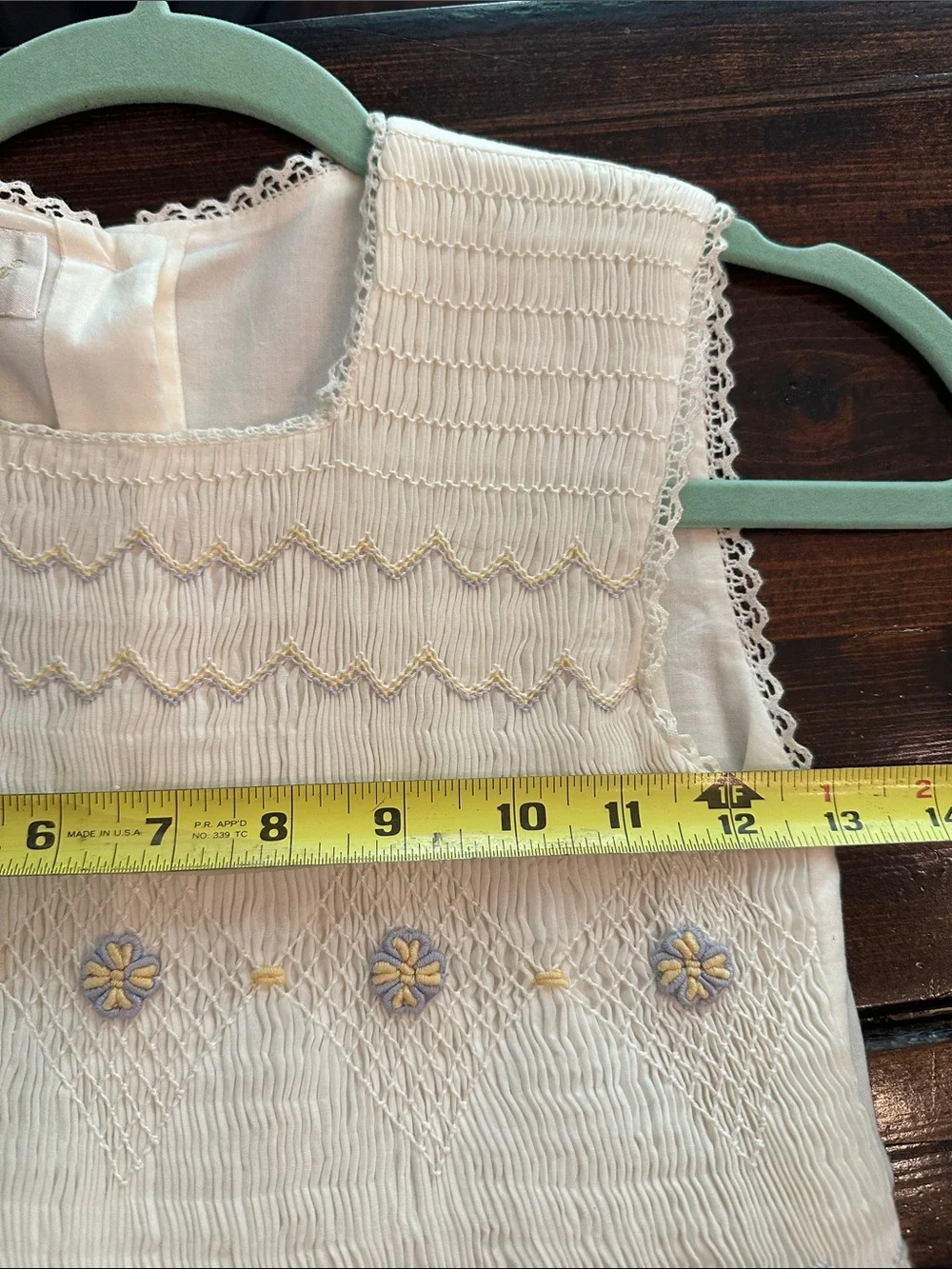 Strasburg girls 10 Cream Smocked Floral Bodice lined cotton sleeveless Dress
